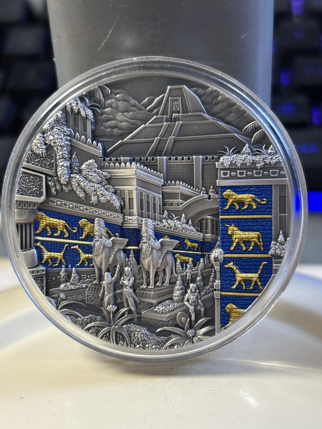 第183期拍卖 获奖帕劳2021失落的文明系列1古巴比伦仿古纪念银币，999银，2盎司， 获得钱币之星年度银币大奖第二名