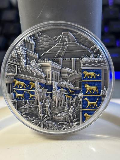 第183期拍卖 - 获奖帕劳2021失落的文明系列1古巴比伦仿古纪念银币，999银，2盎司， 获得钱币之星年度银币大奖第二名