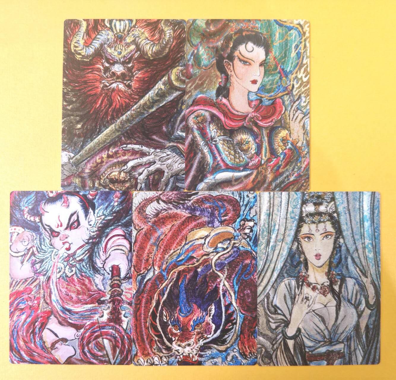 趣卡卡拍No.19期（无佣金免手续费，分享成交有奖） 【粗闪】昆仑万象 权迎东 牛魔王一家五口折光粗闪1套(5张)