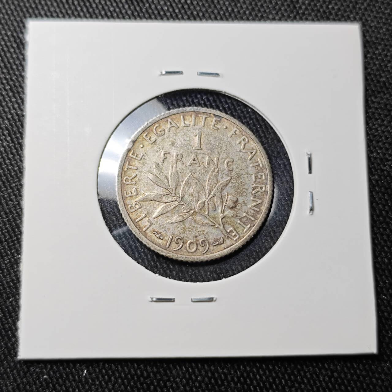 KK钱币收藏小铺 （套币 好品/批量散币 银币）专场  2月预留时间 周末发货  1909法国1法郎银币