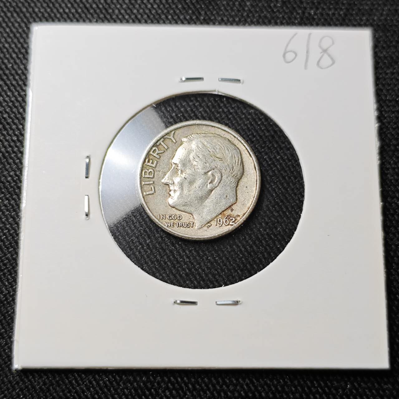 KK钱币收藏小铺 （套币 好品/批量散币 银币）专场  2月预留时间 周末发货    1962美国10分银币