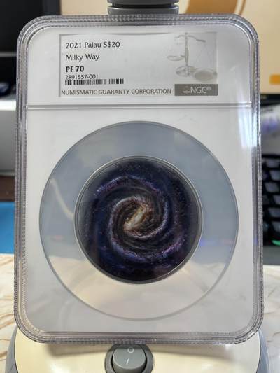 第183期拍卖 - 帕劳2021年最后的边疆银河3盎司彩银币NGC-PF70无盒无证书，999银，发行333枚