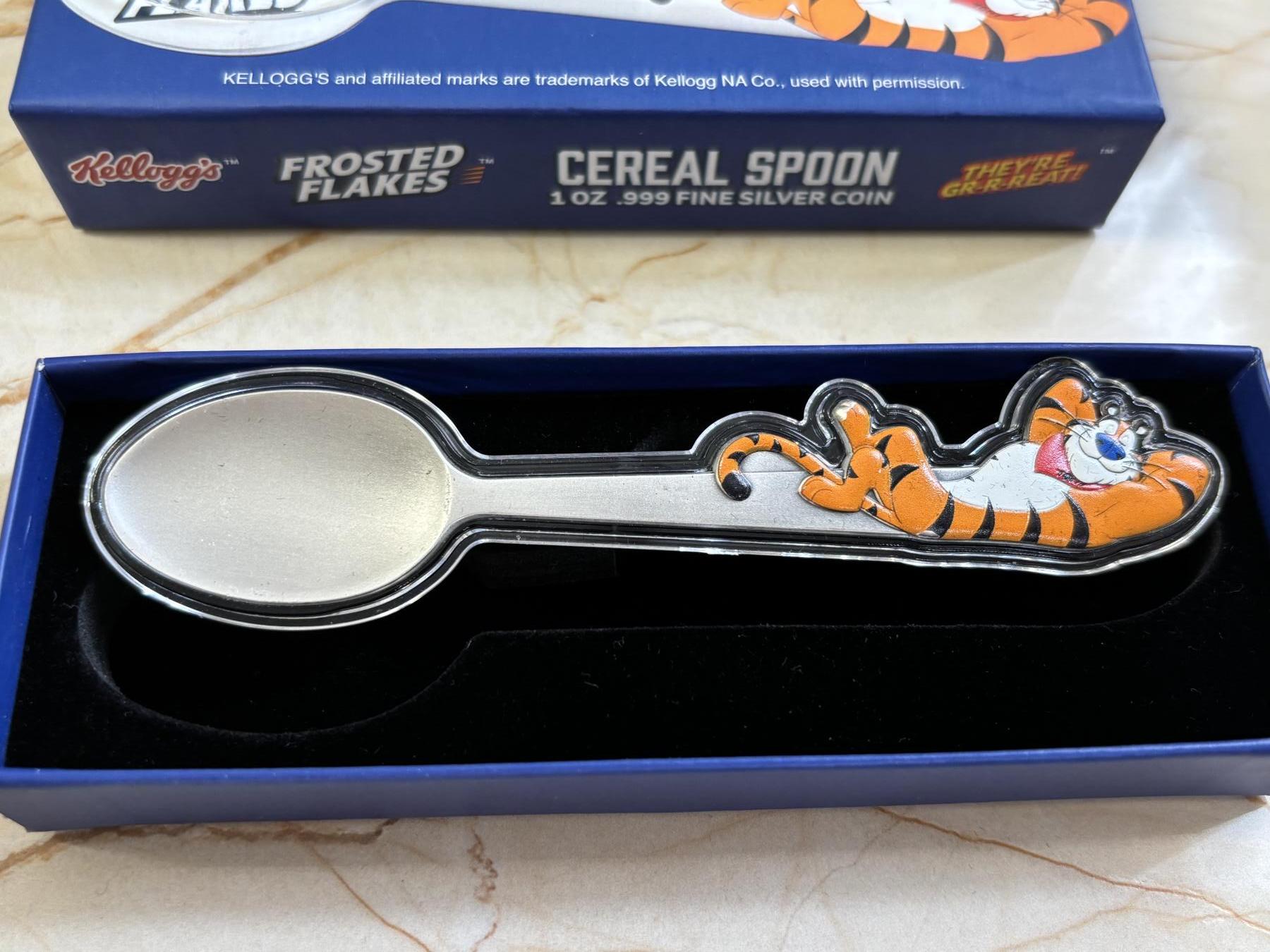 第183期拍卖 乍得2024年Kellogg吉祥物老虎托尼勺子形纪念银币，999银，1盎司，有掉色