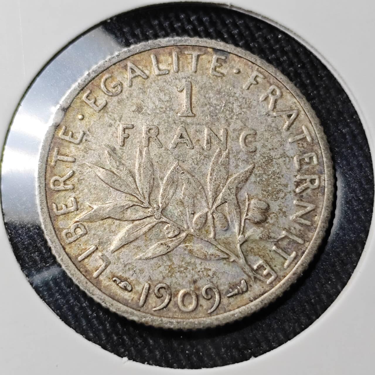 KK钱币收藏小铺 （套币 好品/批量散币 银币）专场  2月预留时间 周末发货  1909法国1法郎银币