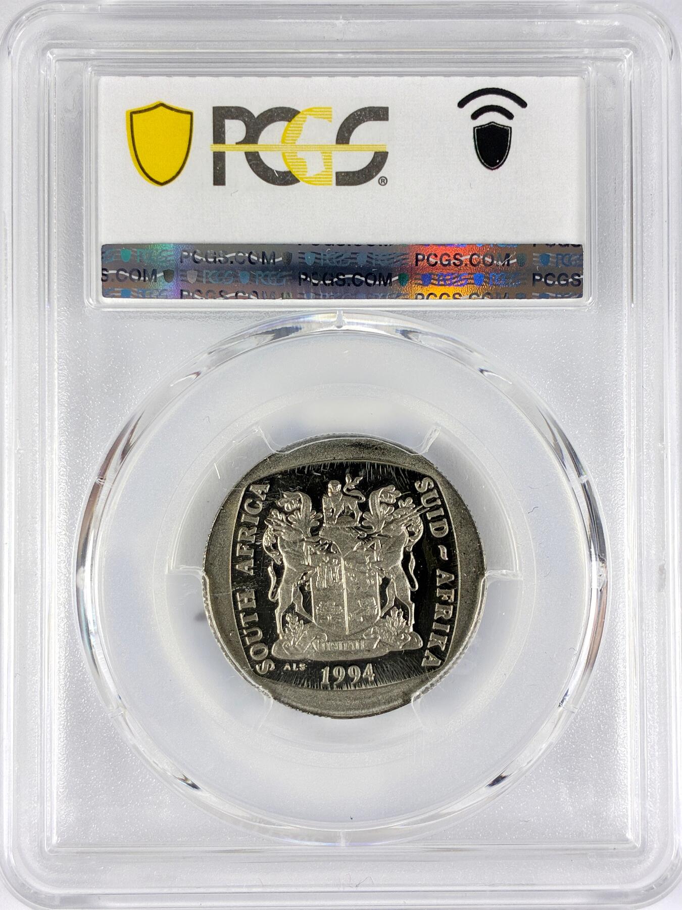 【雨安】【直播拍卖】【世界币章117期-评级币】2025-11-29 周六 19:30 保真 [评级现代] South Africa 南非 5兰特 1994年 总统就职典礼 PCGS-PR67DCAM