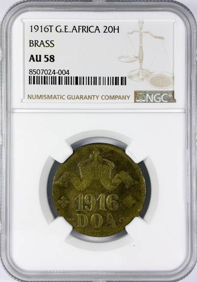 【雨安】【直播拍卖】【世界币章117期-评级币】2025-11-29 周六 19:30 保真 - [评级德国] Germany 德属东非 20赫勒 1916年  NGC-AU58