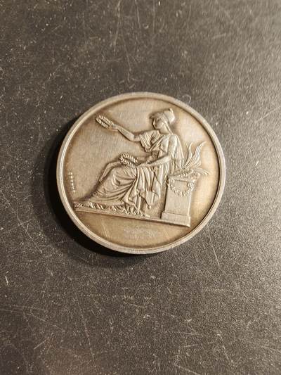 老王徽章第166期 - 法国1969年北部工业协会大银章    950银    直径38mm.   重量30g