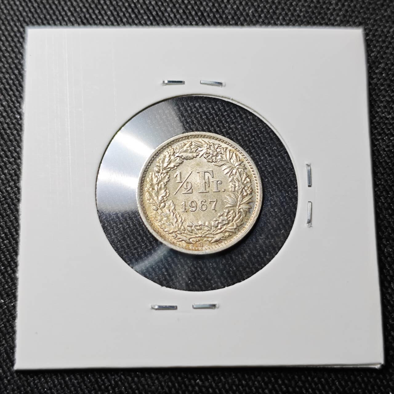 KK钱币收藏小铺 （套币 好品/批量散币 银币）专场  2月预留时间 周末发货  1967瑞士1/2法郎银币 好品