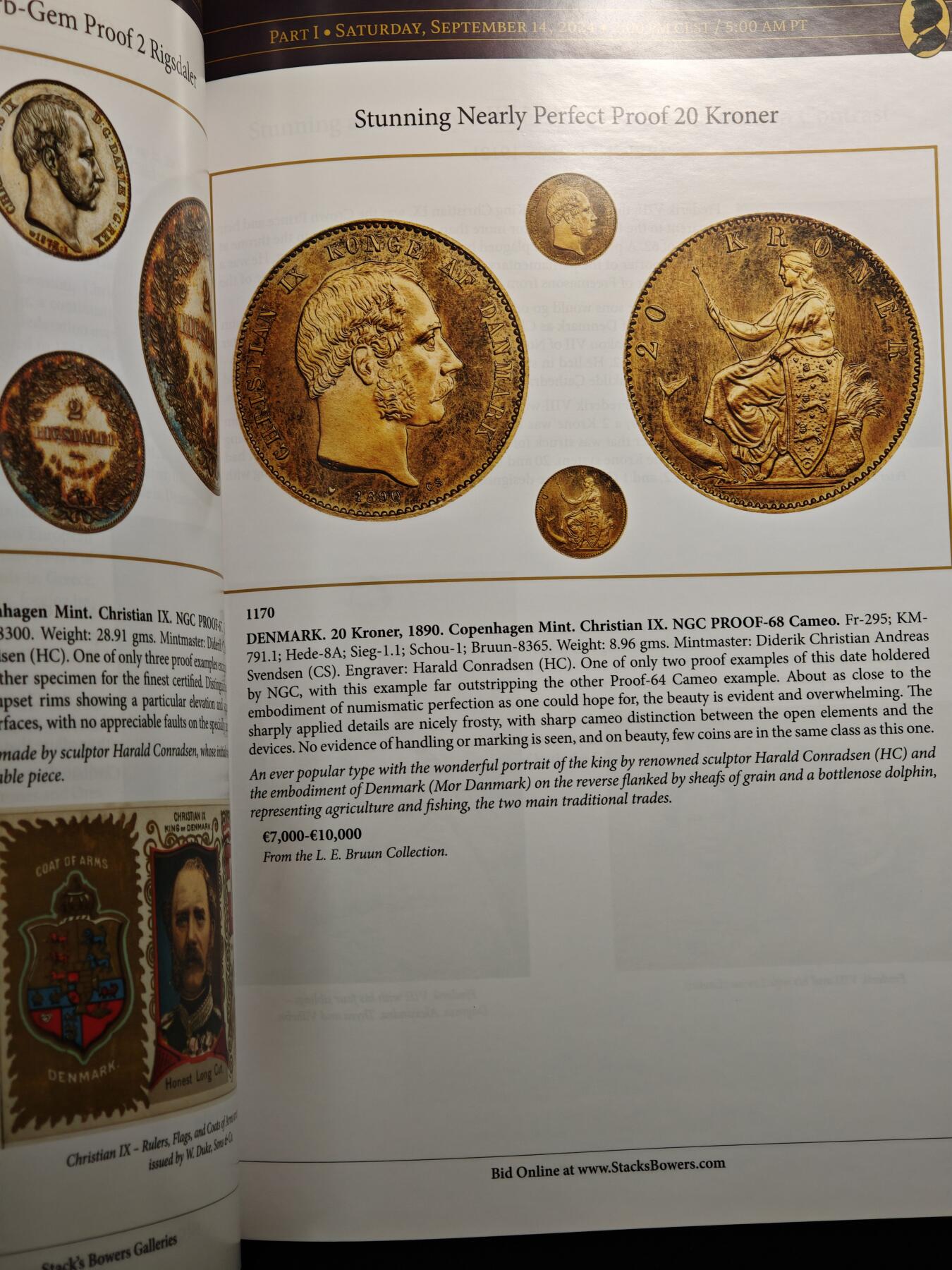 【德藏】世界币章拍卖第155期（拍品征集中~欢迎藏友联系） 98新 SBP拍卖行L.E.BRUUN集藏拍卖会图录 全铜板纸印刷 全书约366页