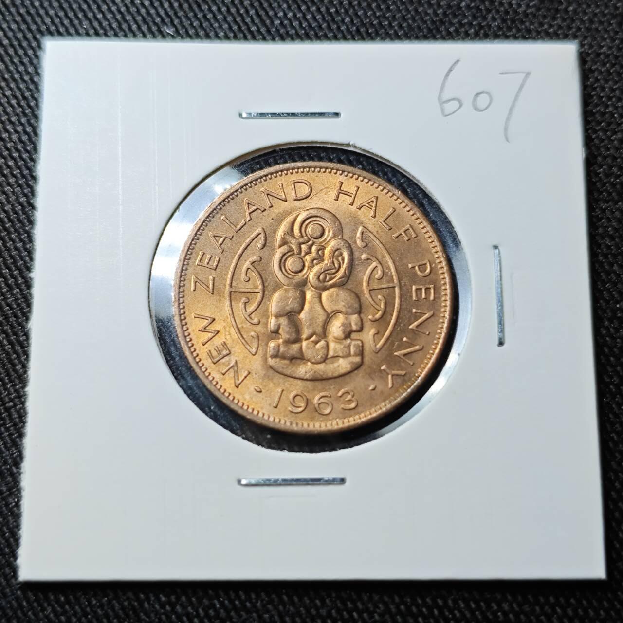 KK钱币收藏小铺 （套币 好品/批量散币 银币）专场  2月预留时间 周末发货  1963新西兰半便士铜币 好品