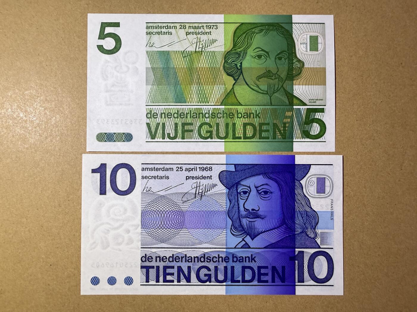 《艾美收藏》第222期-11.30周日外币畅拍 荷兰5、10盾2张 UNC 人像版 全程无47