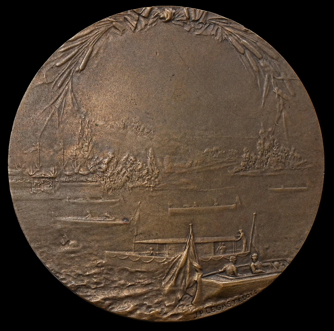 修遠堂世界钱币第九十五期 20世纪初法国卡昂赛船会大铜章 景观  50 mm，54.87 g