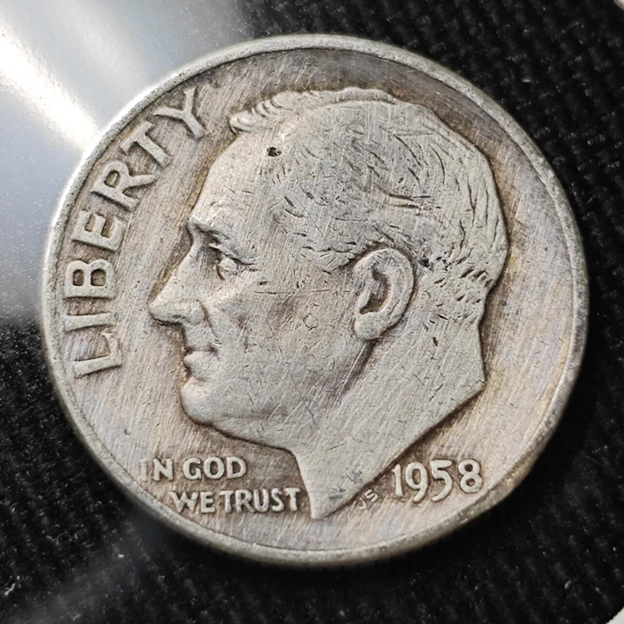 KK钱币收藏小铺 （套币 好品/批量散币 银币）专场  2月预留时间 周末发货    1958美国10分银币