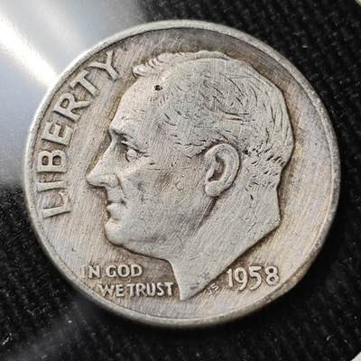 KK钱币收藏小铺 （套币 好品/批量散币 银币）专场  2月预留时间 周末发货 -    1958美国10分银币