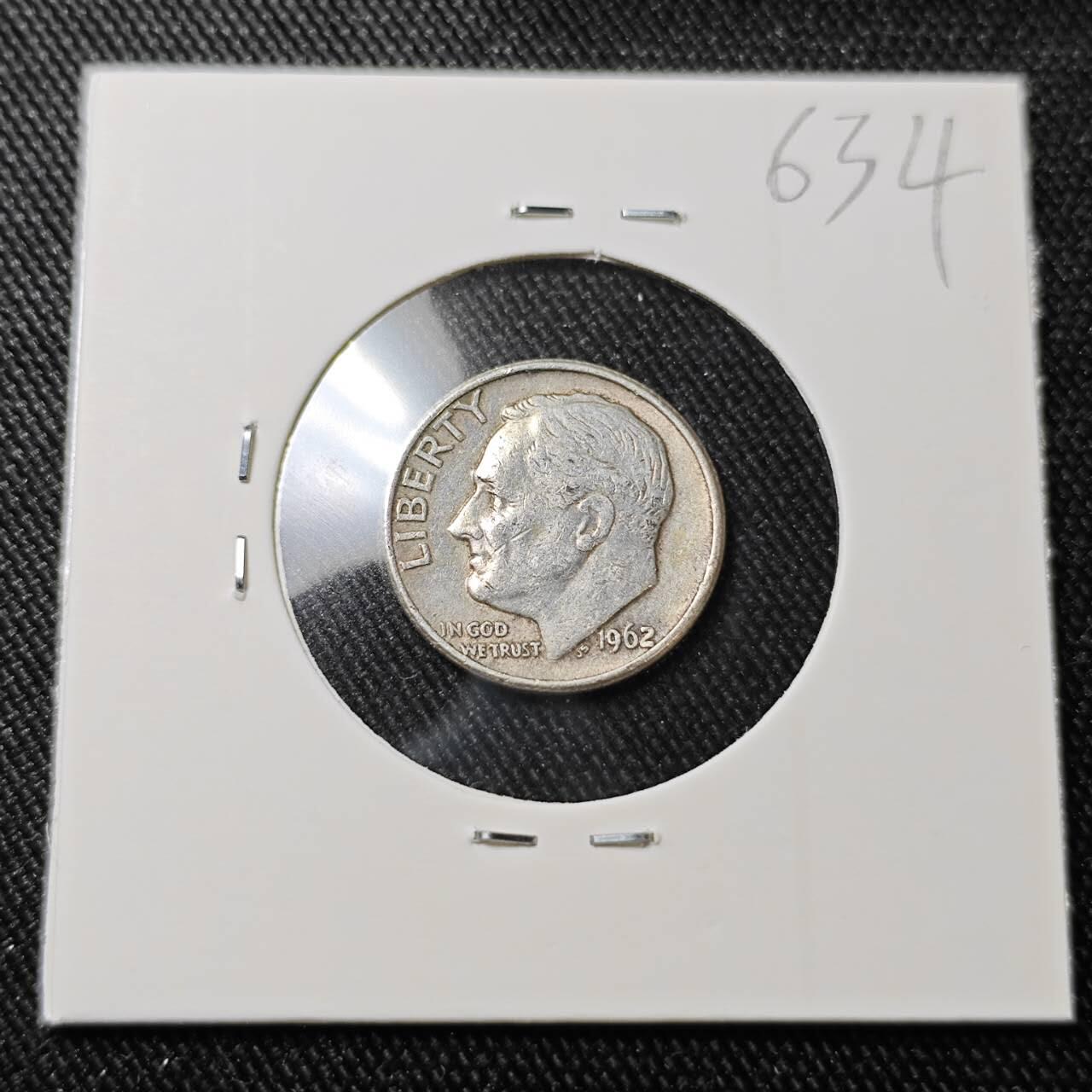 KK钱币收藏小铺 （套币 好品/批量散币 银币）专场  2月预留时间 周末发货    1962美国10分银币