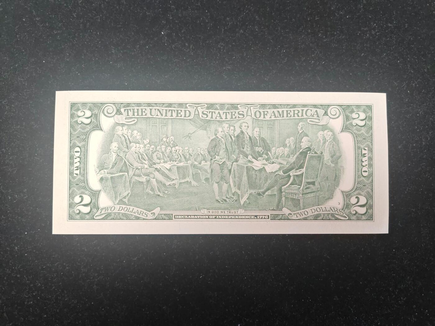 美国纸币 尾88靓号 2美元 2017年 无4 全新UNC 