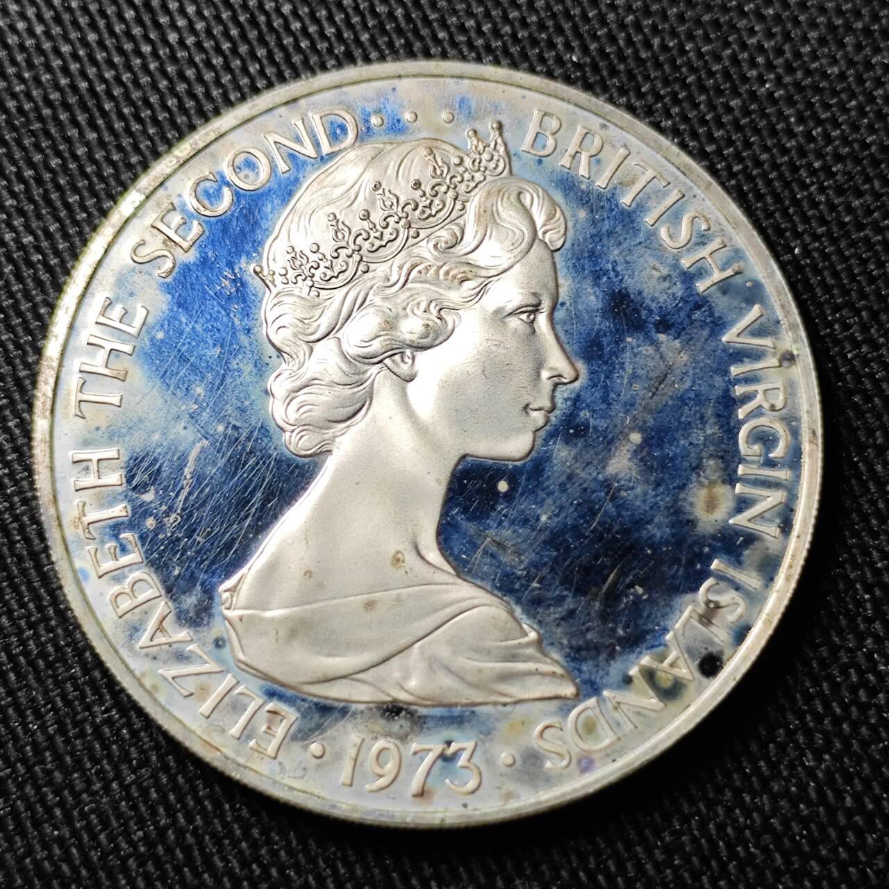 KK钱币收藏小铺 （套币 好品/批量散币 银币）专场  2月预留时间 周末发货  1973英属维尔京群岛1元银币 925高银