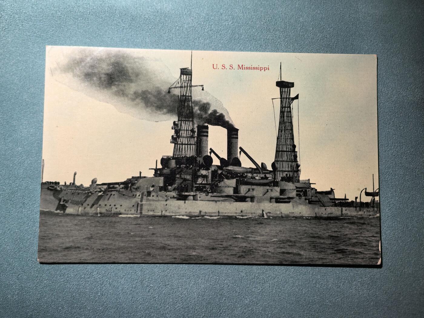 盛世勋华——号角文化勋章邮票专场拍卖第290期 美国二战时期军舰专题明信片 密西西比号战列舰