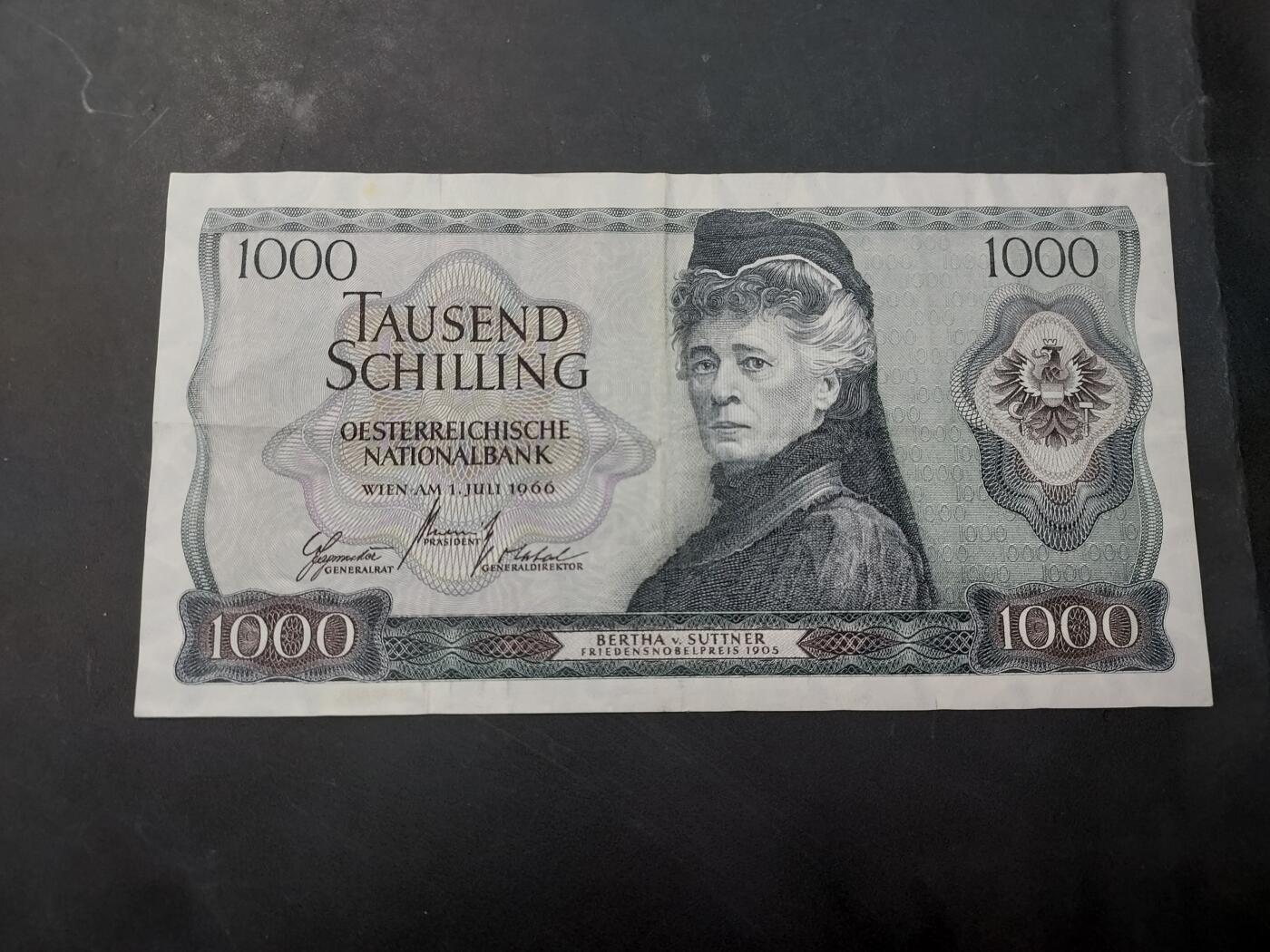 博彦收藏   12月3日 8点 钱币专场 1966 奥地利 1000先令 流通好品 有黄