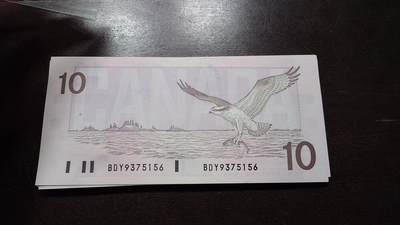 世界钱币～微拍第217期暨2025年第57期  近日新到货品少量 以及老库存一些 - 1989年加拿大10元 鸟版全新绝品无4尾号156