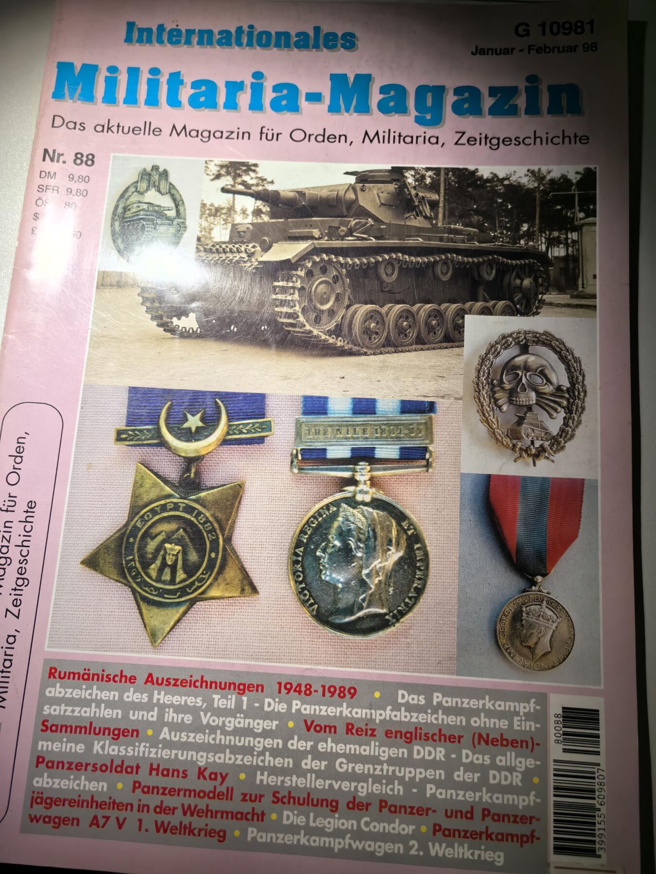 盛世勋华——号角文化勋章邮票专场拍卖第290期 德国出版 Militaria-Magazin杂志 1998年1/2月刊总第88期 58页