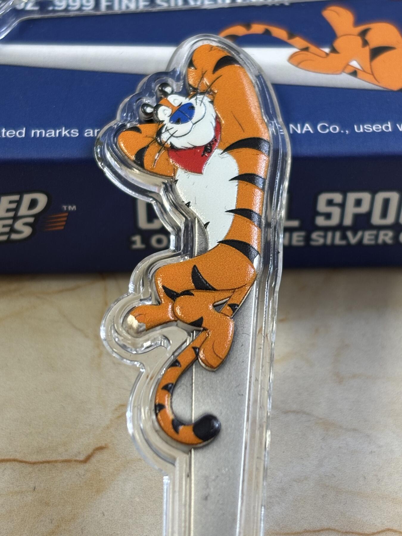 第183期拍卖 乍得2024年Kellogg吉祥物老虎托尼勺子形纪念银币，999银，1盎司，有掉色