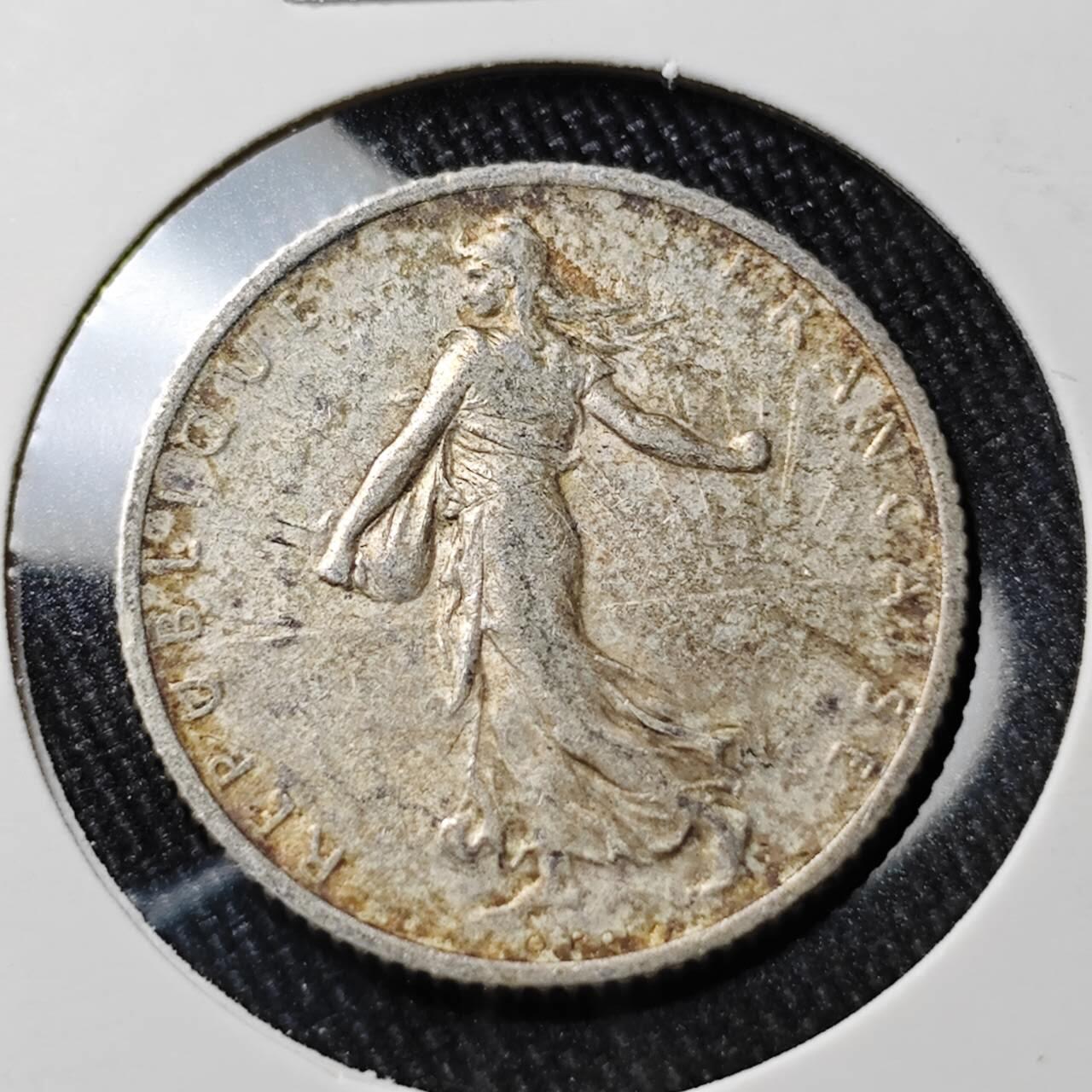 KK钱币收藏小铺 （套币 好品/批量散币 银币）专场  2月预留时间 周末发货  1909法国1法郎银币