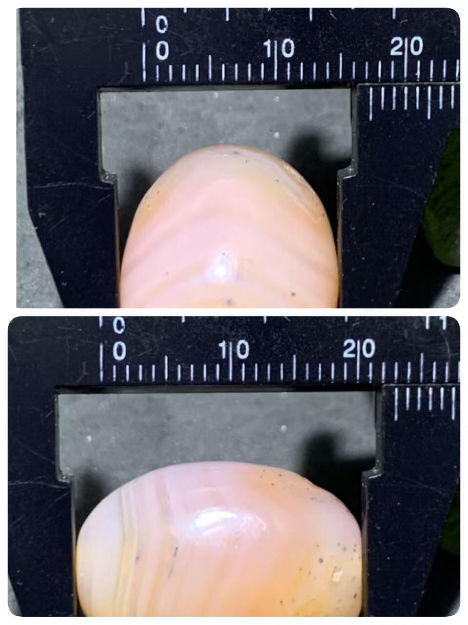 冰粉色海洋玉髓通货桶珠一颗，