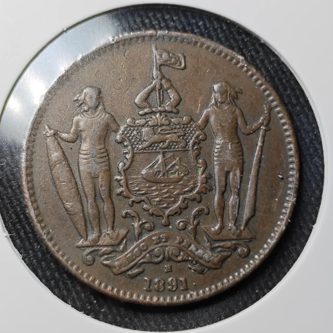 KK钱币收藏小铺 （套币 好品/批量散币 银币）专场  2月预留时间 周末发货  1891英属北婆罗洲洋元一分铜币