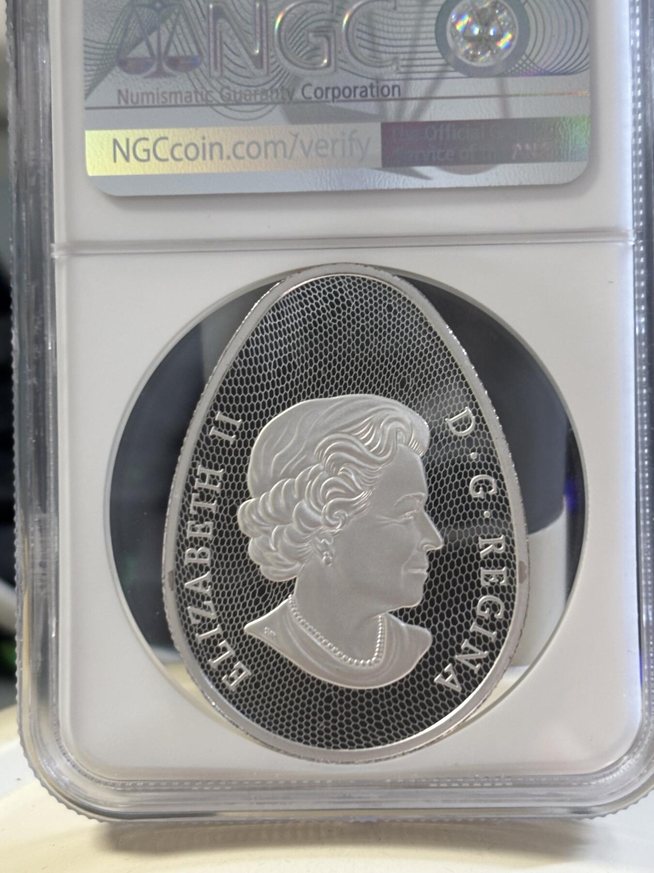第183期拍卖 加拿大2019年孵化的鸭嘴龙荧光纪念银币NGC-PF70首无盒无证书，9999银，31.82克，发行4000枚