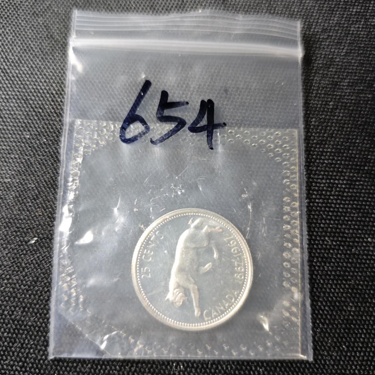 KK钱币收藏小铺 （套币 好品/批量散币 银币）专场  2月预留时间 周末发货   1967加拿大建国200周年 25分精制纪念币 塑封银币