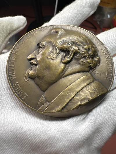 12.4铜章专场 - 1934年法国市政新闻业工会50周年纪念铜章 作者B. Cogne