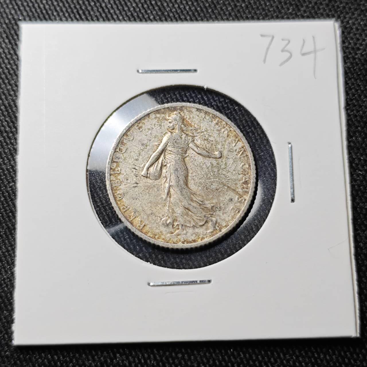 KK钱币收藏小铺 （套币 好品/批量散币 银币）专场  2月预留时间 周末发货  1909法国1法郎银币