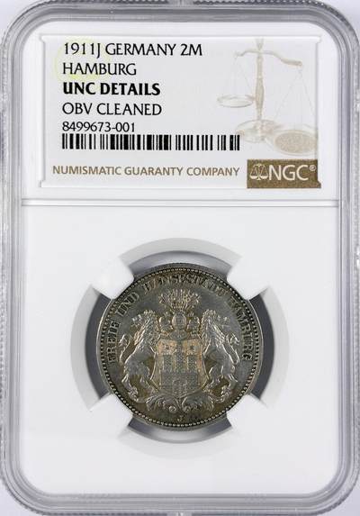 【雨安】【直播拍卖】【世界币章117期-评级币】2025-11-29 周六 19:30 保真 - [评级德国] Germany 德国 帝国 汉堡 2马克 长翅 1911年  NGC-UNC
