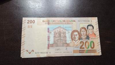 世界钱币～微拍第217期暨2025年第57期  近日新到货品少量 以及老库存一些 - 2018年玻利维亚200 全新绝品无47尾号530