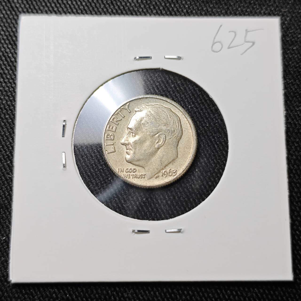 KK钱币收藏小铺 （套币 好品/批量散币 银币）专场  2月预留时间 周末发货    1963美国10分银币