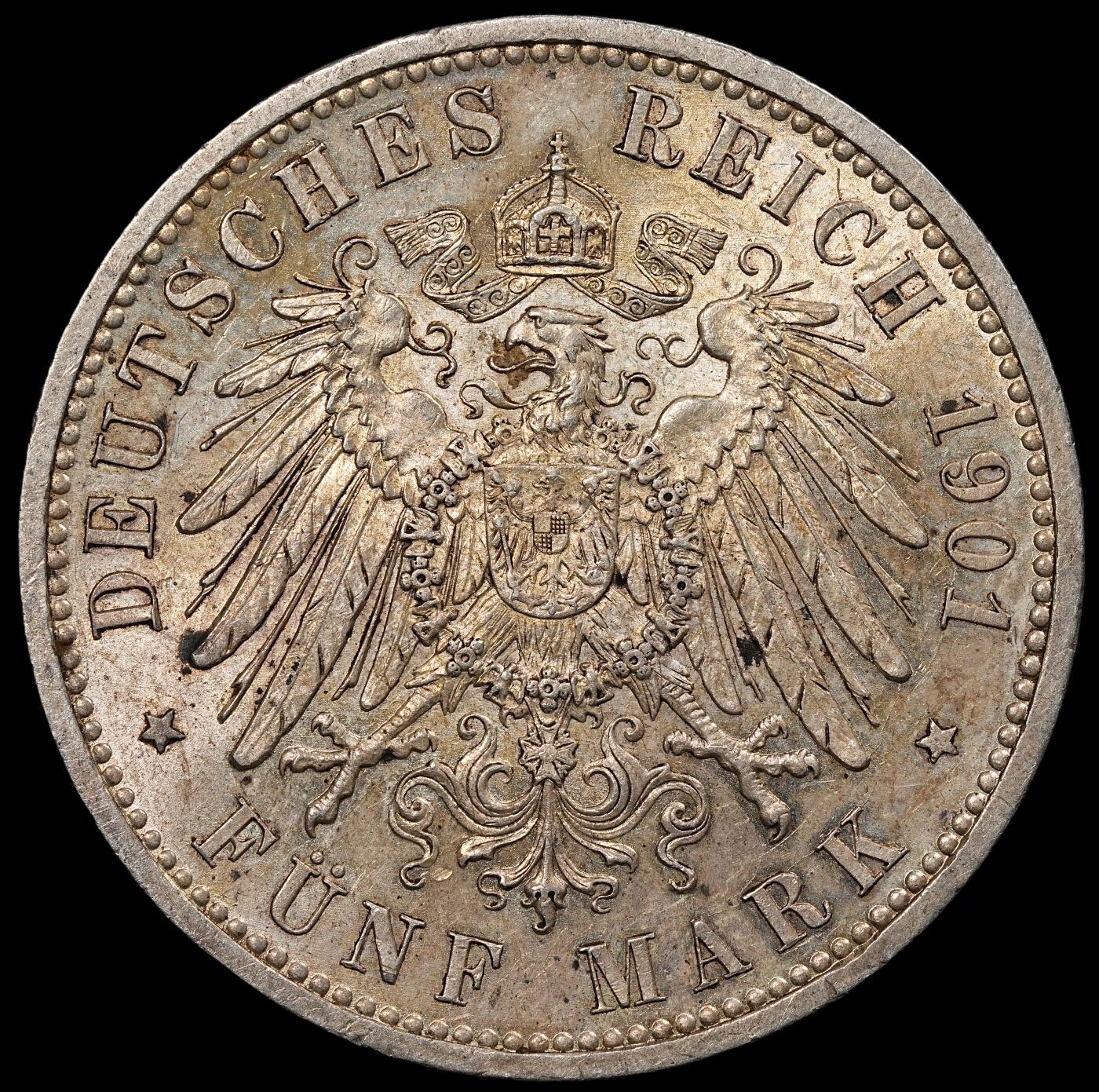 修遠堂世界钱币第九十五期 1901年普鲁士建国200周年5马克大银币 未流通转光