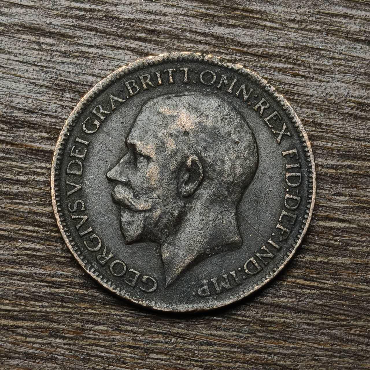 【铜匠收藏】★第133场★散币场，无佣金，30包邮。不满30元，支付5元运费。《接受代拍 代送NGC评级》 英国 1918年 1法新 铜币 乔治五世