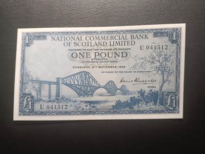 2025十一月第七期，总205期 - 苏格兰国家商业银行1959年1镑UNC-，福斯铁桥和银行徽章，早期少见品种