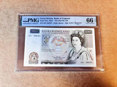 【Blue Auction】世界纸币精拍第756期——18级TOP拍卖/信誉/品质/专业/高效💫 - 【a版A01首发冠】英国 D序列 1981-88年50镑  PMG66EPQ