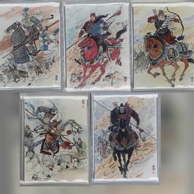 龙虎卡牌六五场 （无佣金，周六结拍，欢迎送拍） - A4普卡大卡5张 齐卡文化  王涌喆 -五虎上将一套