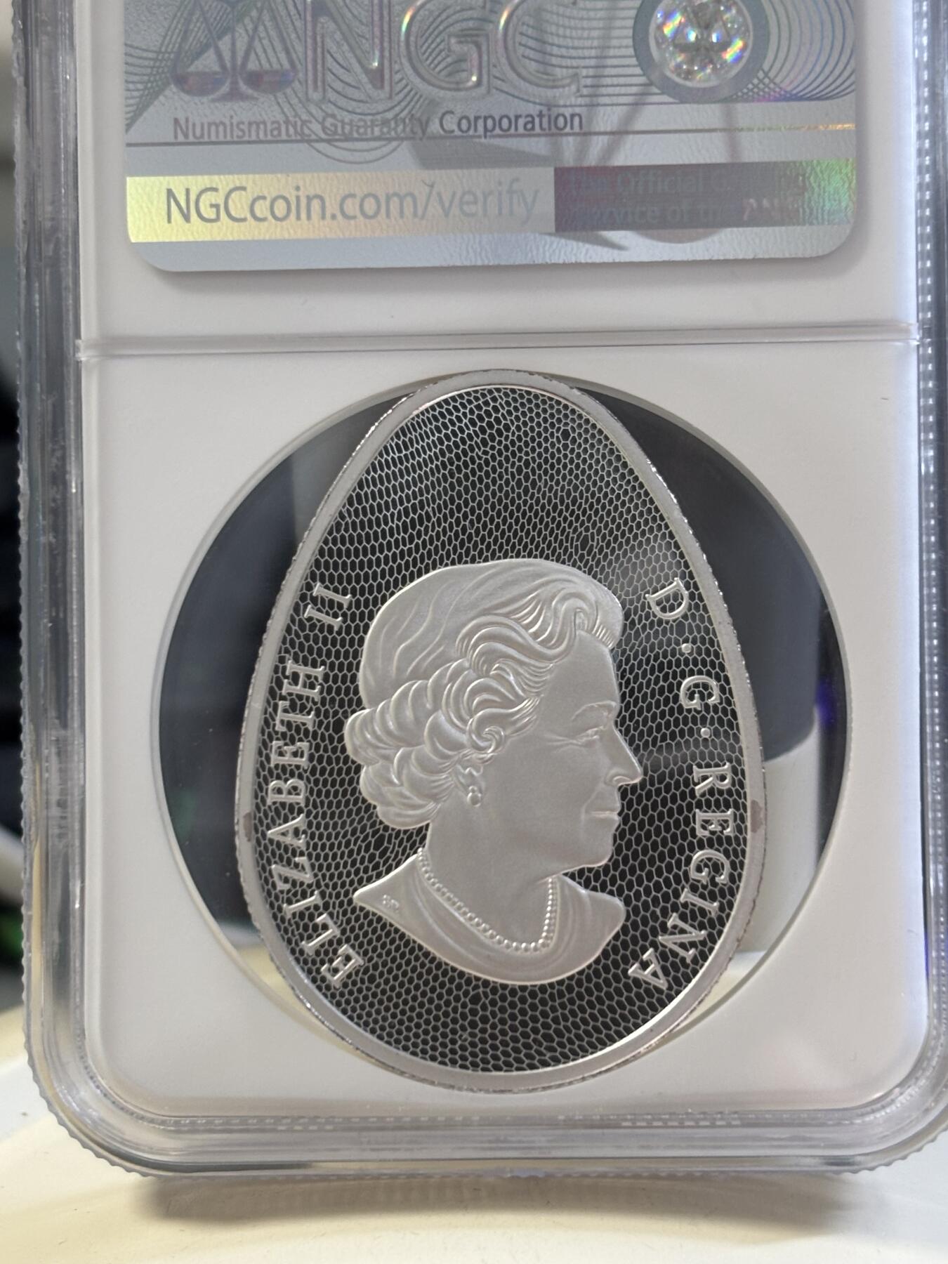 第183期拍卖 加拿大2019年孵化的鸭嘴龙荧光纪念银币NGC-PF70首无盒无证书，9999银，31.82克，发行4000枚