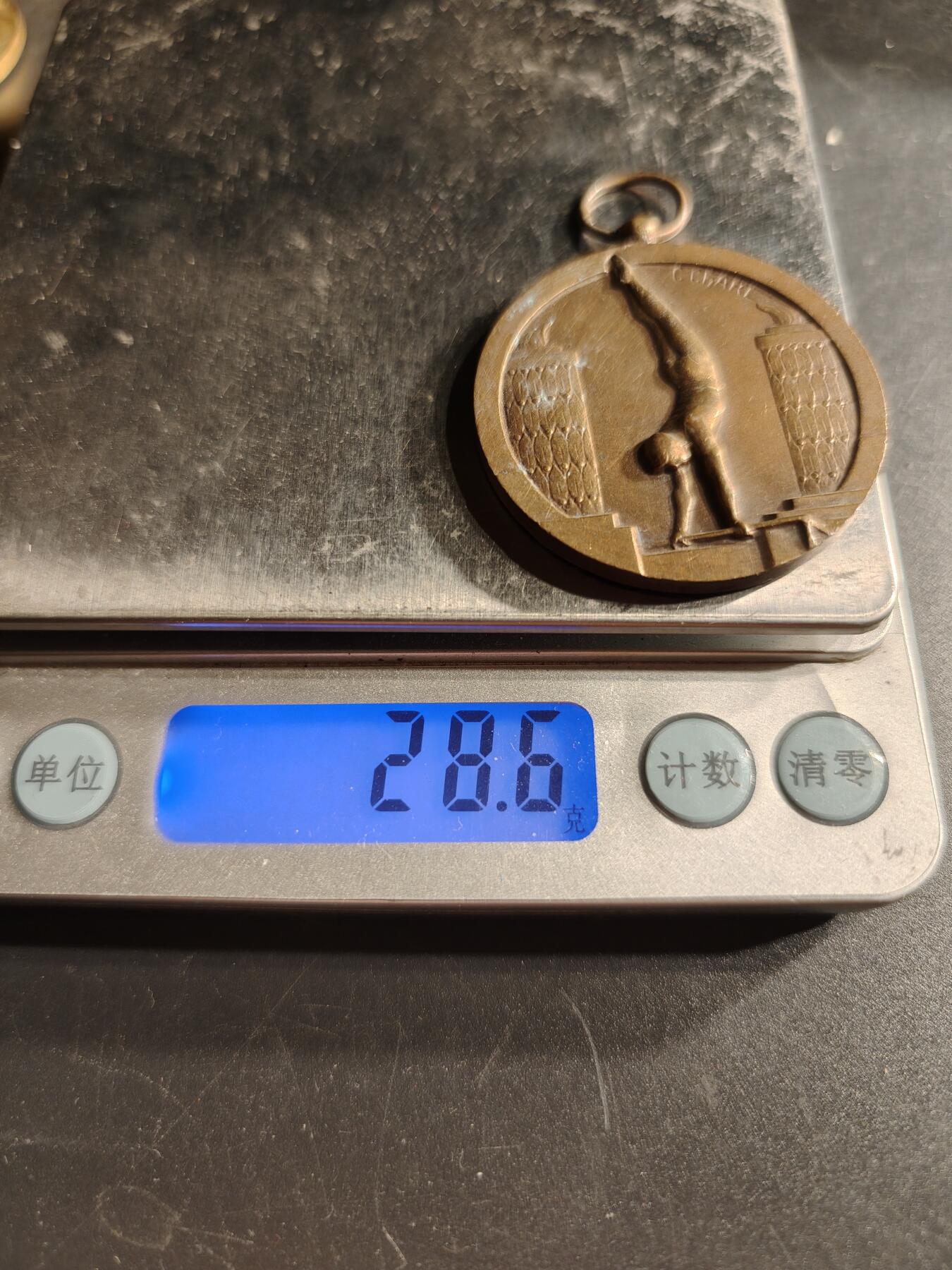 老王徽章第166期 法国体操协会铜奖章     直径41mm.   重量28.6g