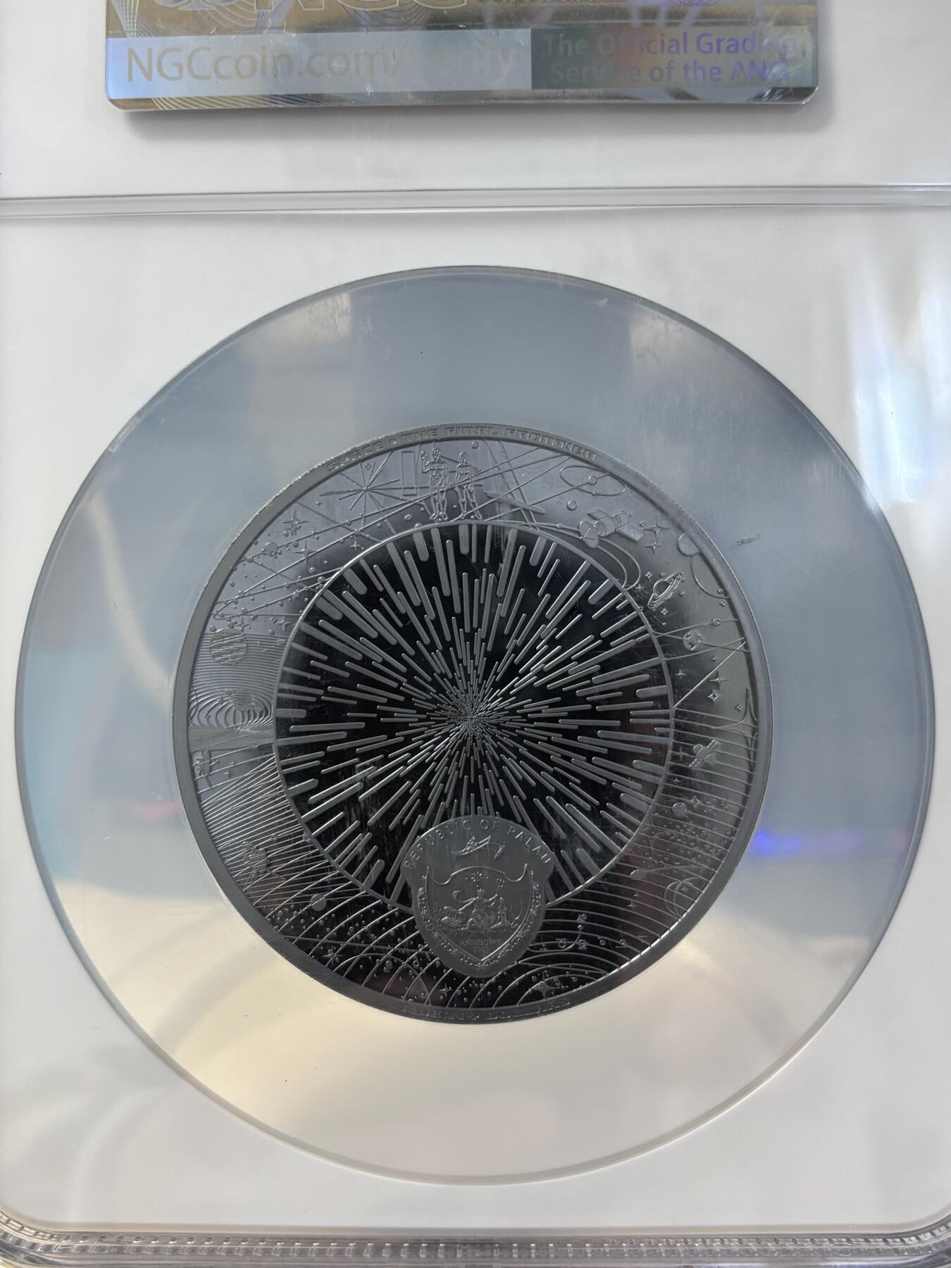 第183期拍卖 帕劳2021年最后的边疆银河3盎司彩银币NGC-PF70无盒无证书，999银，发行333枚