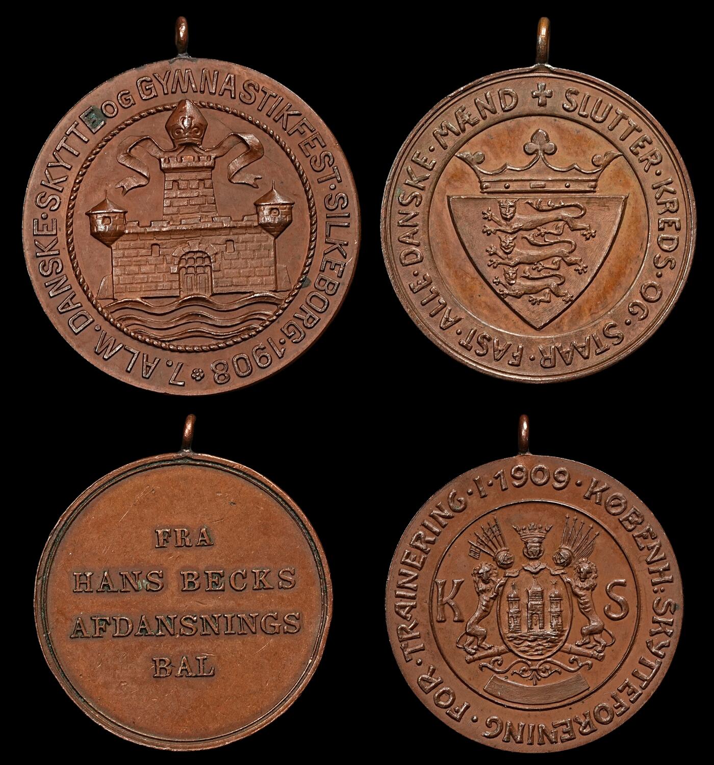 修遠堂世界钱币第九十五期 19世纪末-20世纪初丹麦小铜章4枚 50.38g