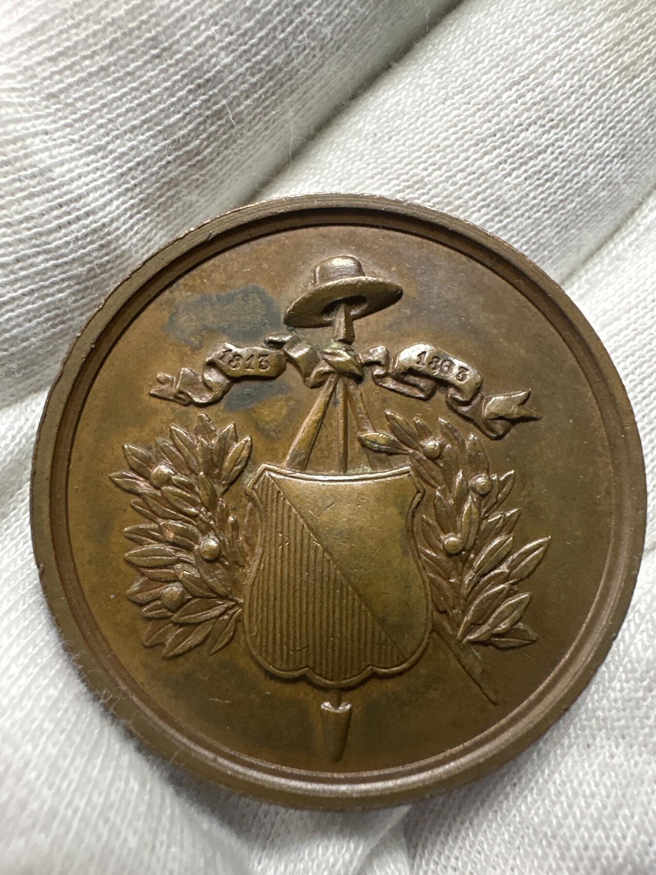 12.4铜章专场 1863年荷兰解放50周年金禧纪念铜章 于 1863年11月28日荷兰国家造币厂铸造