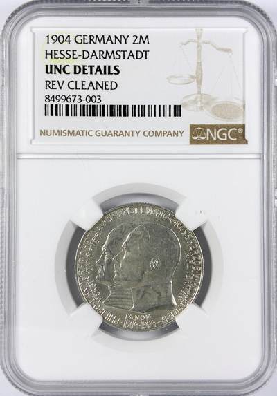 【雨安】【直播拍卖】【世界币章117期-评级币】2025-11-29 周六 19:30 保真 - [评级德国] Germany 德国 帝国 黑森 2马克 (1904) 腓力一世400周年 1904年  NGC-UNC