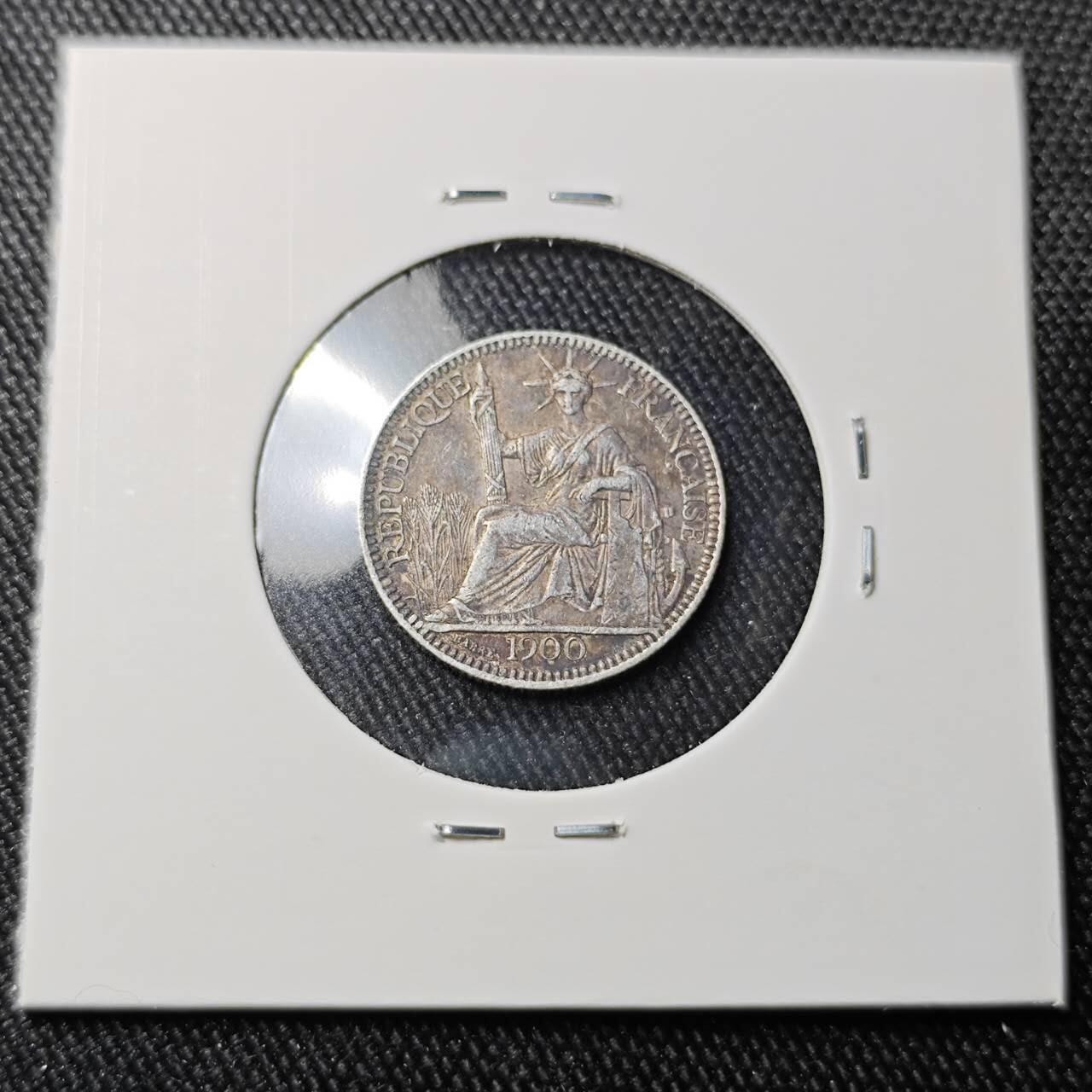 KK钱币收藏小铺 （套币 好品/批量散币 银币）专场  2月预留时间 周末发货  1900法属印支10分银币 早年份