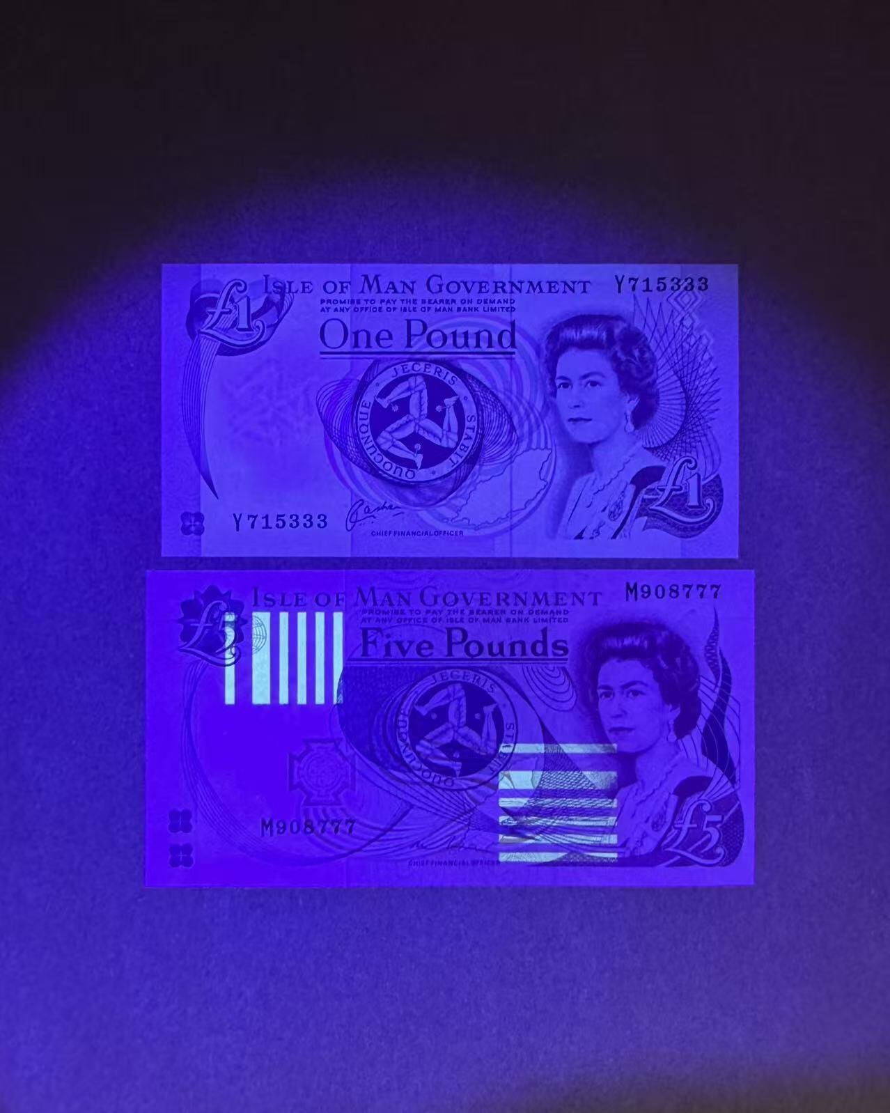 【Blue Auction】世界纸币精拍第756期——18级TOP拍卖/信誉/品质/专业/高效💫 【一组2张豹子号】马恩岛 1-5镑 女王 全新UNC