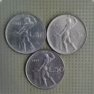 2025年第125场各国散币拍卖（总第125场） - 意大利50里拉3枚